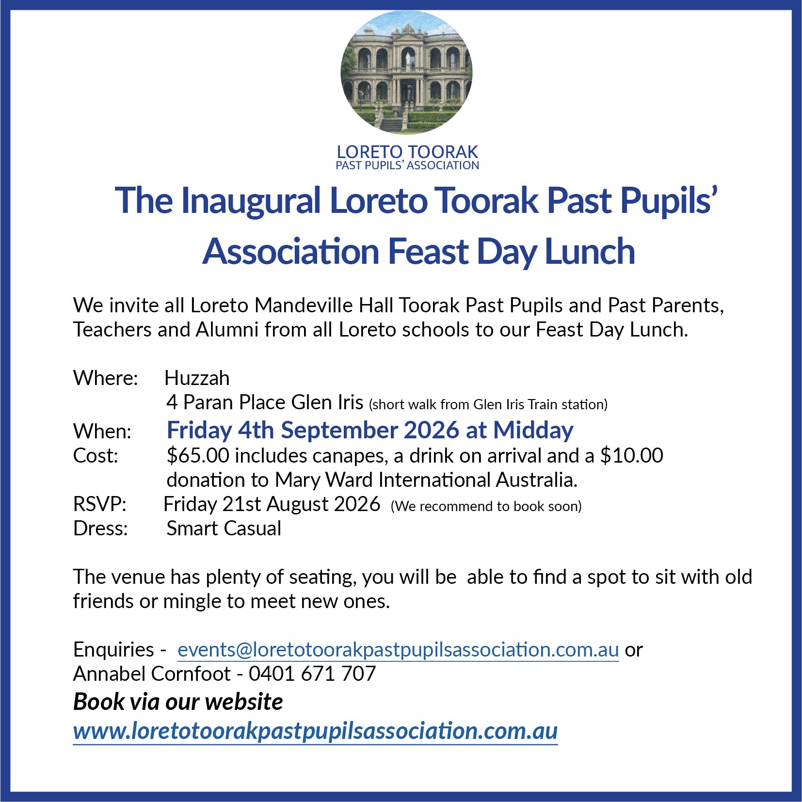Friday 5th September Feast Day Lunch