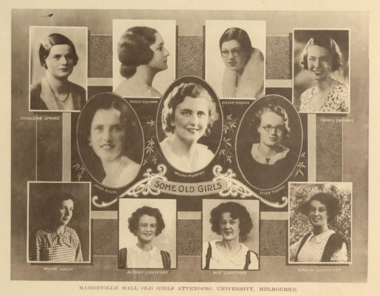 MANDEVILLE HALL OLD GIRLS ATTENDING UNIVERSITY, MELBOURNE 1933